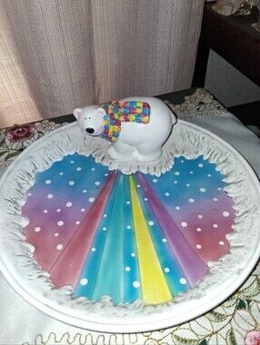 Polar Bear On A Rainbow ServiNg Dish